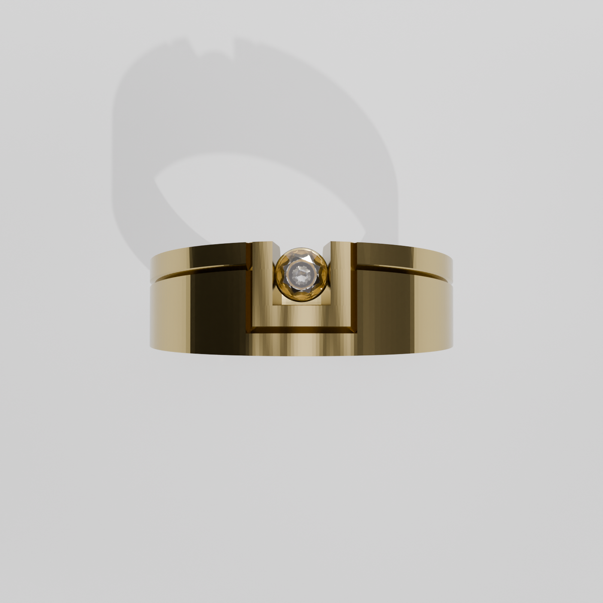 Men's Round Diamond Flat Band Ring - Tension-Style Setting - 0.24 ct - 14K Gold - Yellow - Flat