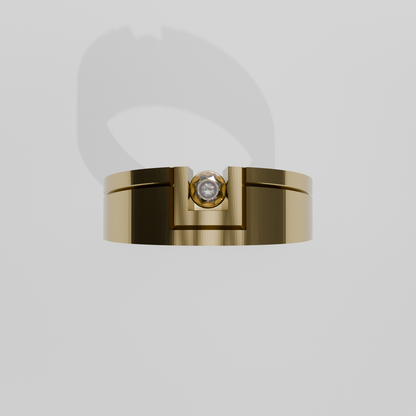 Men's Round Diamond Flat Band Ring - Tension-Style Setting - 0.24 ct - 14K Gold - Yellow - Flat