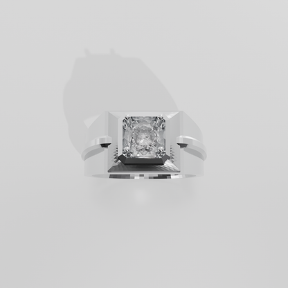Men's Round Diamond Solitaire Ring - Beveled Four-Prong Head - 1.00 ct - 14K Gold - White - Hero