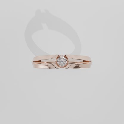 Round Diamond Split-Shank Tension Solitaire Ring - 0.36 ct - 14K Gold - Rose - Flat