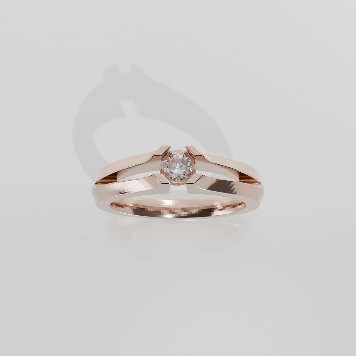 Round Diamond Split-Shank Tension Solitaire Ring - 0.36 ct - 14K Gold - Rose - Hero