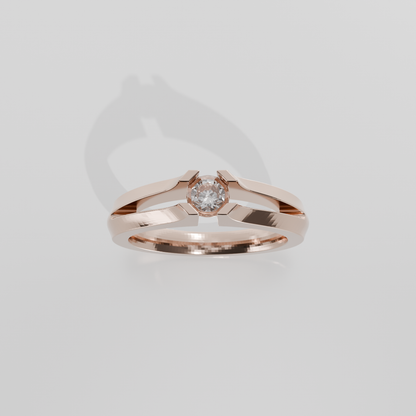 Round Diamond Split-Shank Tension Solitaire Ring - 0.36 ct - 14K Gold - Rose - Hero