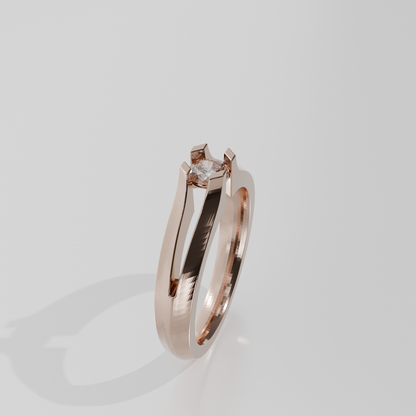 Round Diamond Split-Shank Tension Solitaire Ring - 0.36 ct - 14K Gold - Rose - Left