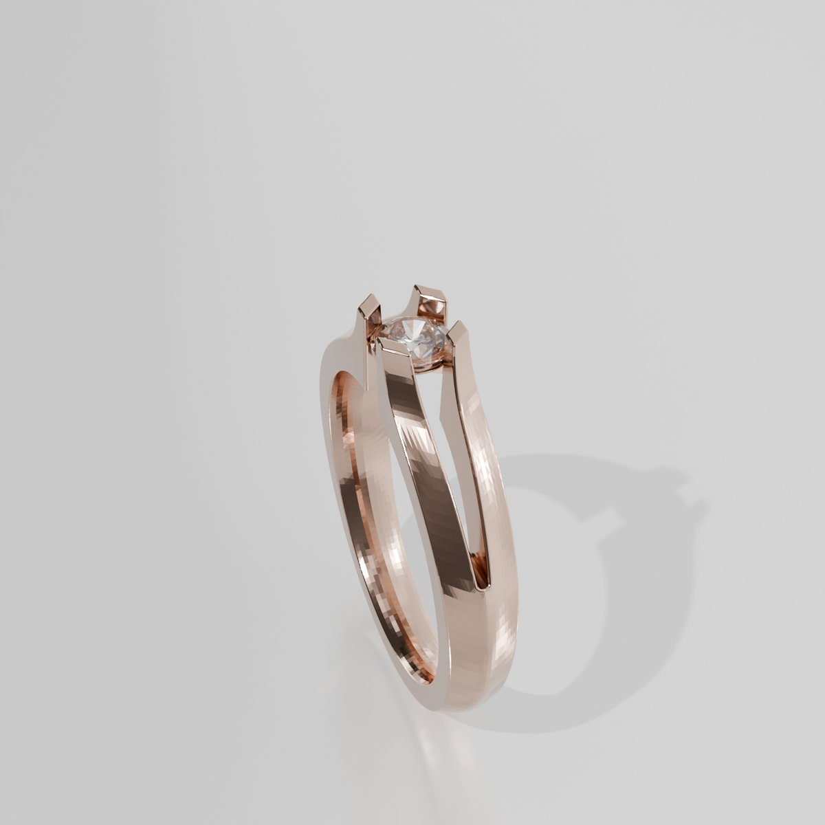 Round Diamond Split-Shank Tension Solitaire Ring - 0.36 ct - 14K Gold - Rose - Right