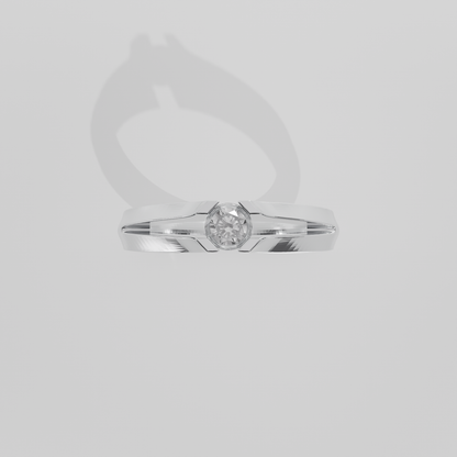 Round Diamond Split-Shank Tension Solitaire Ring - 0.36 ct - 14K Gold - White - Flat