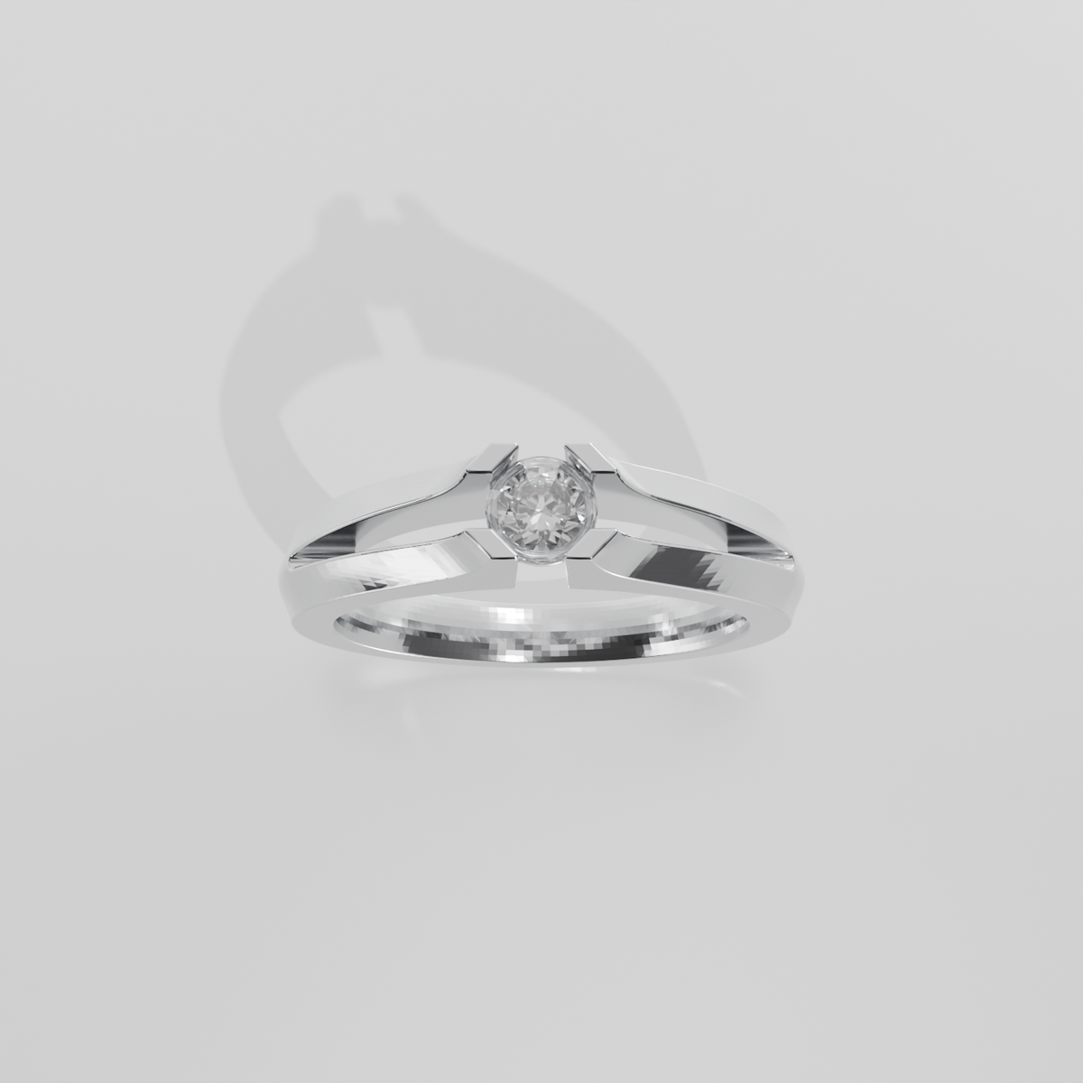 Round Diamond Split-Shank Tension Solitaire Ring - 0.36 ct - 14K Gold - White - Hero