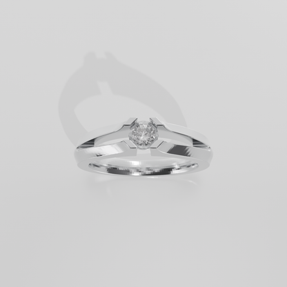 Round Diamond Split-Shank Tension Solitaire Ring - 0.36 ct - 14K Gold - White - Hero