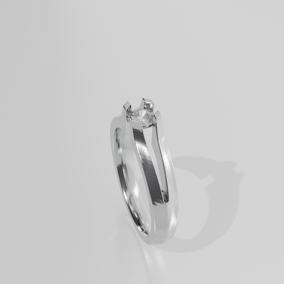 Round Diamond Split-Shank Tension Solitaire Ring - 0.36 ct - 14K Gold - White - Right