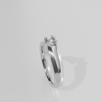 Round Diamond Split-Shank Tension Solitaire Ring - 0.36 ct - 14K Gold - White - Right