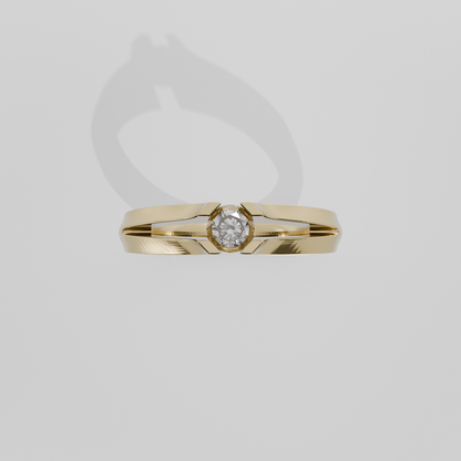 Round Diamond Split-Shank Tension Solitaire Ring - 0.36 ct - 14K Gold - Yellow - Flat