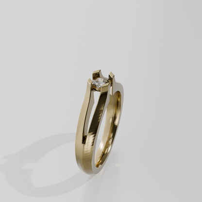 Round Diamond Split-Shank Tension Solitaire Ring - 0.36 ct - 14K Gold - Yellow - Left