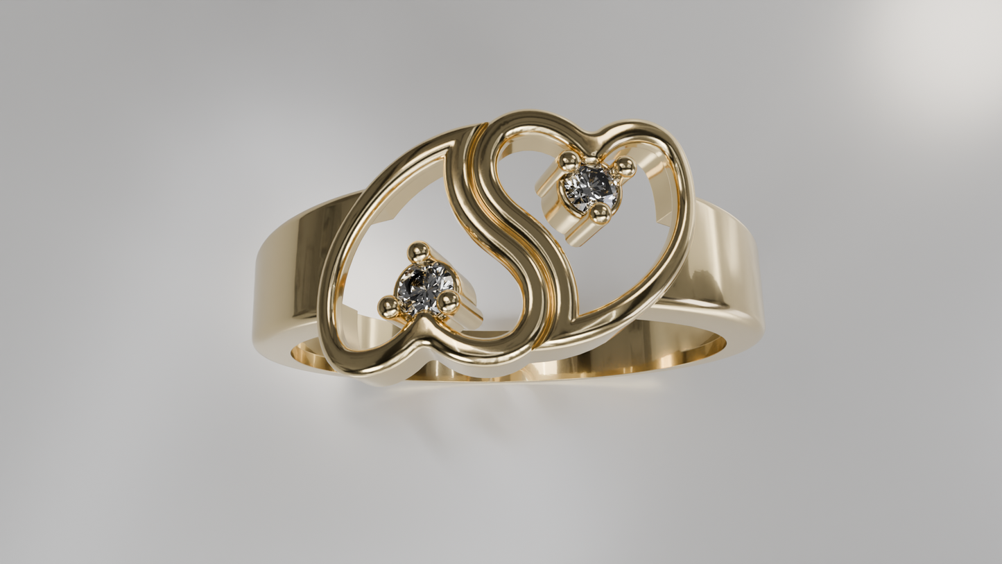 Double Heart Open Ring