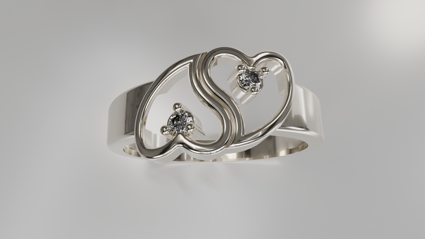 Double Heart Open Ring