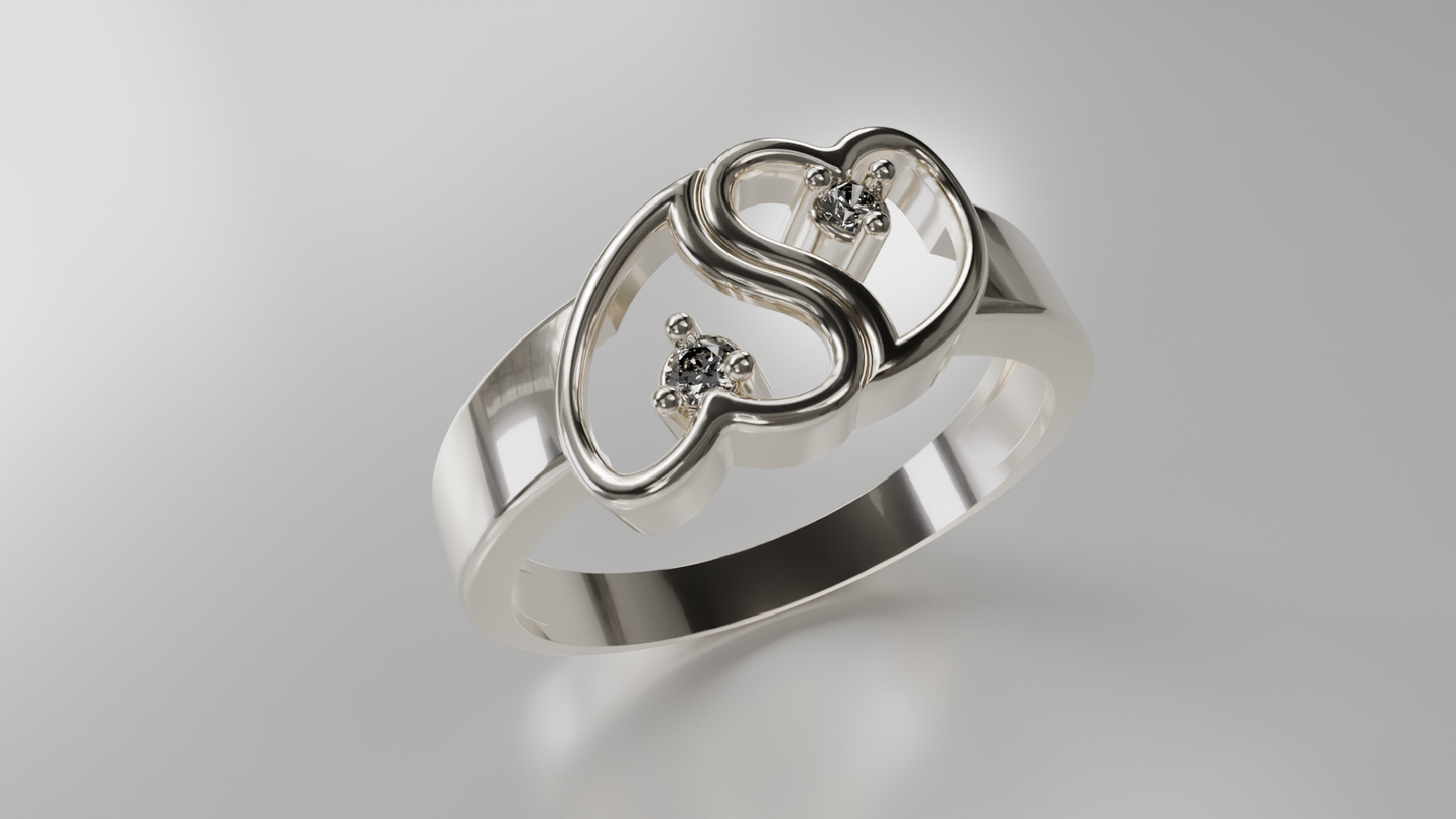 Double Heart Open Ring