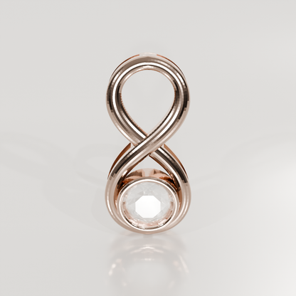 Diamond Infinity Pendant - Bezel Center with Beaded Gold - 0.81 ct - 14K Gold, rose front
