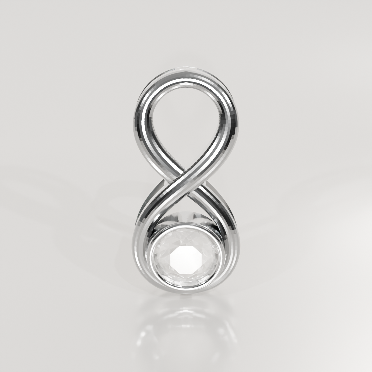 Diamond Infinity Pendant - Bezel Center with Beaded Gold - 0.81 ct - 14K Gold, white front