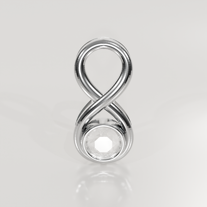 Diamond Infinity Pendant - Bezel Center with Beaded Gold - 0.81 ct - 14K Gold, white front