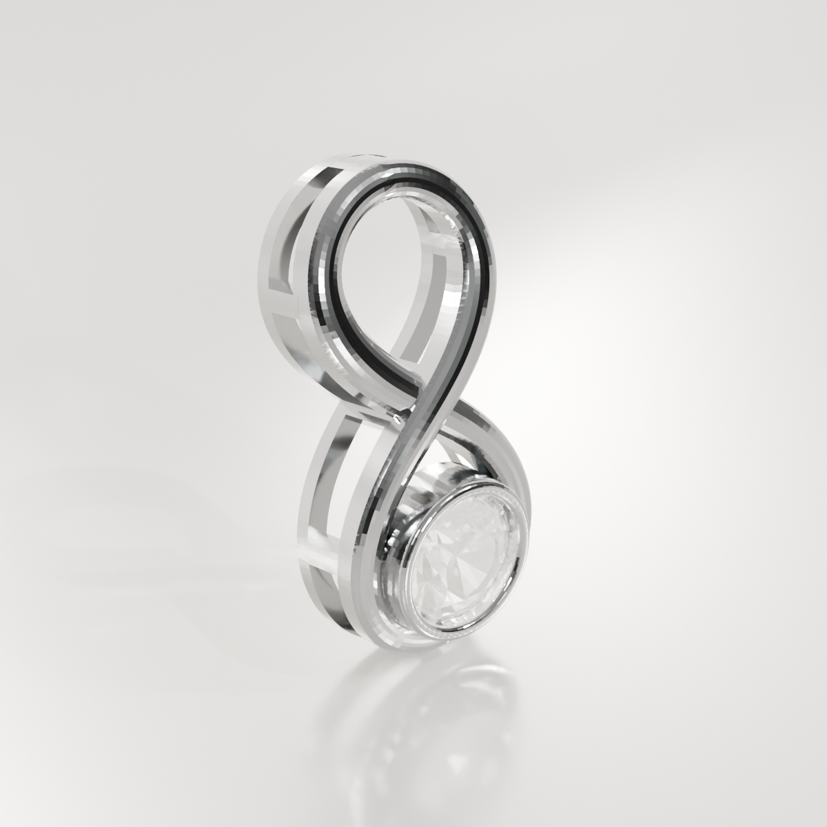 Diamond Infinity Pendant - Bezel Center with Beaded Gold - 0.81 ct - 14K Gold, white left