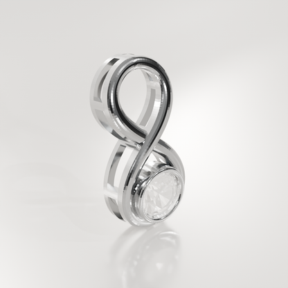 Diamond Infinity Pendant - Bezel Center with Beaded Gold - 0.81 ct - 14K Gold, white left
