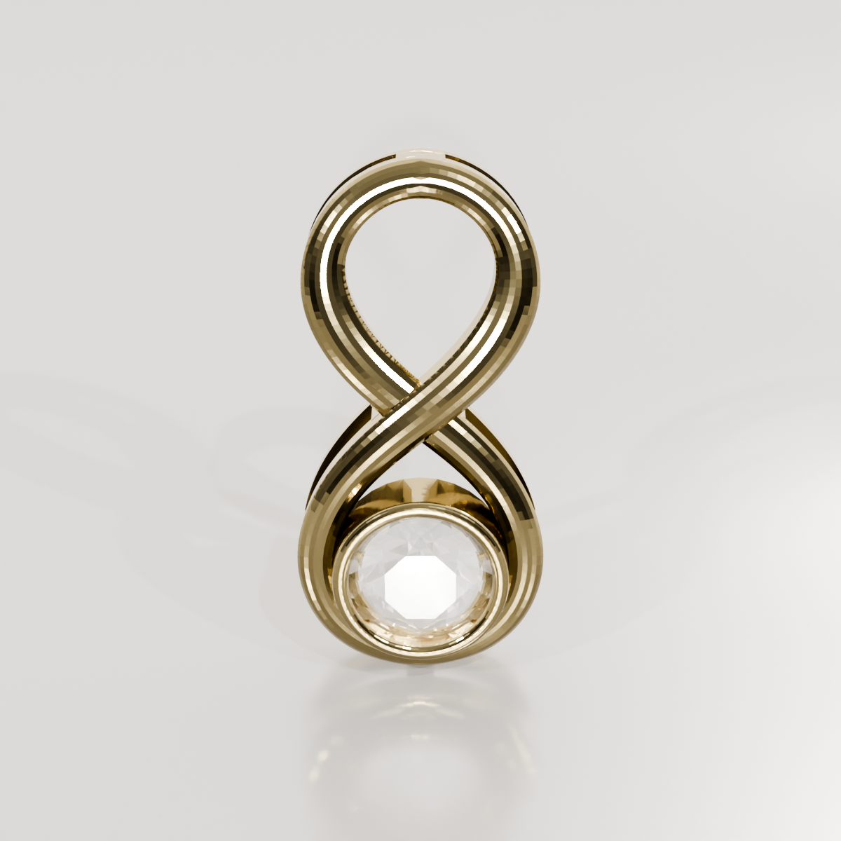 Diamond Infinity Pendant - Bezel Center with Beaded Gold - 0.81 ct - 14K Gold, yellow front