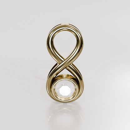 Diamond Infinity Pendant - Bezel Center with Beaded Gold - 0.81 ct - 14K Gold, yellow front