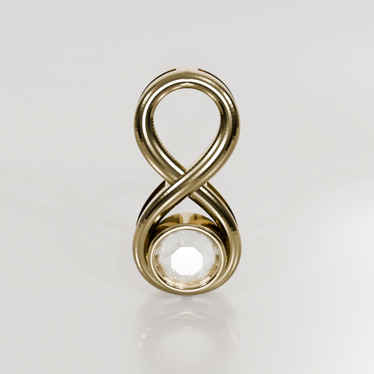Diamond Infinity Pendant - Bezel Center with Beaded Gold - 0.81 ct - 14K Gold, yellow front