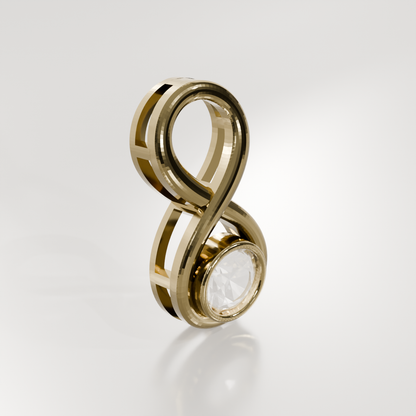 Diamond Infinity Pendant - Bezel Center with Beaded Gold - 0.81 ct - 14K Gold, yellow left