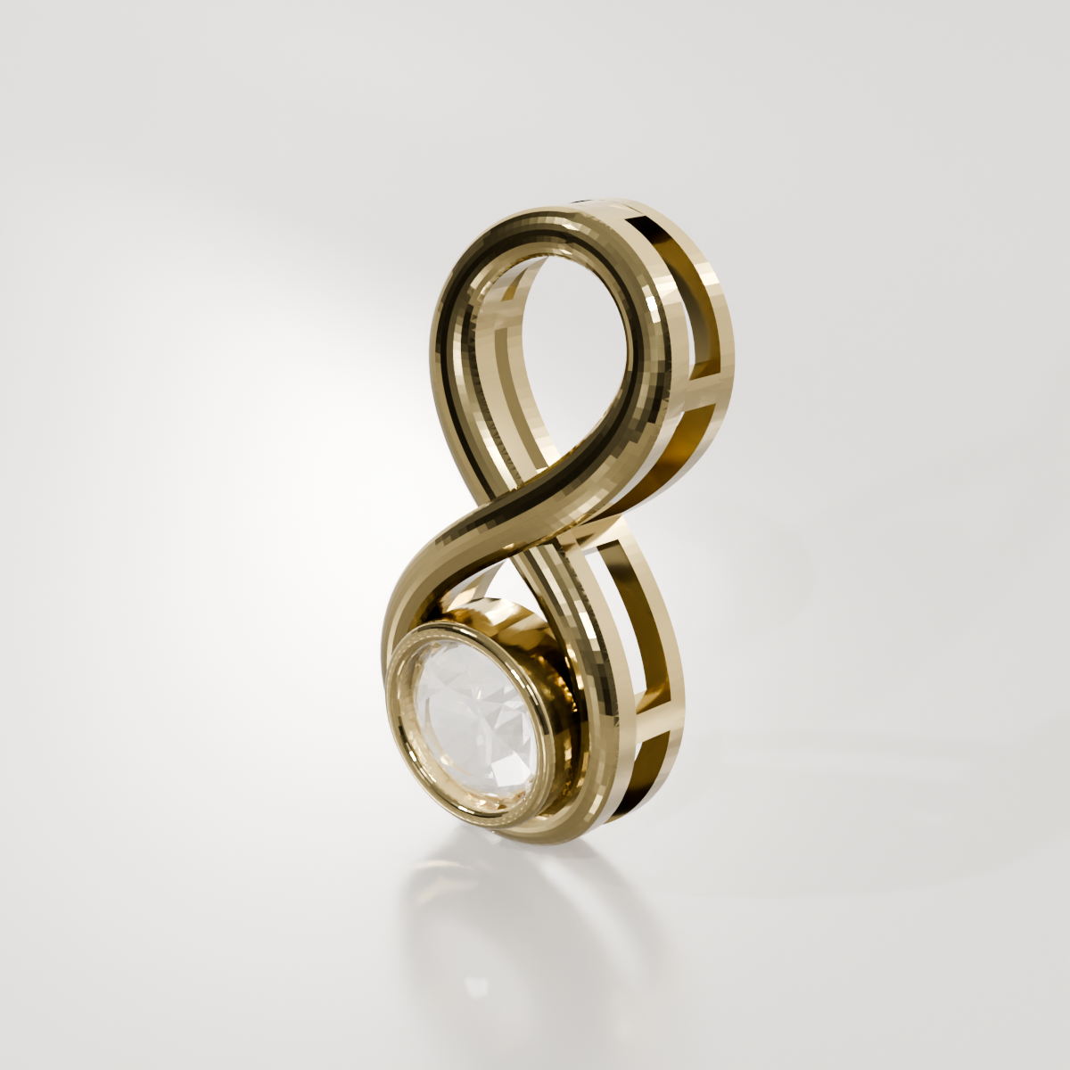 Diamond Infinity Pendant - Bezel Center with Beaded Gold - 0.81 ct - 14K Gold, yellow right