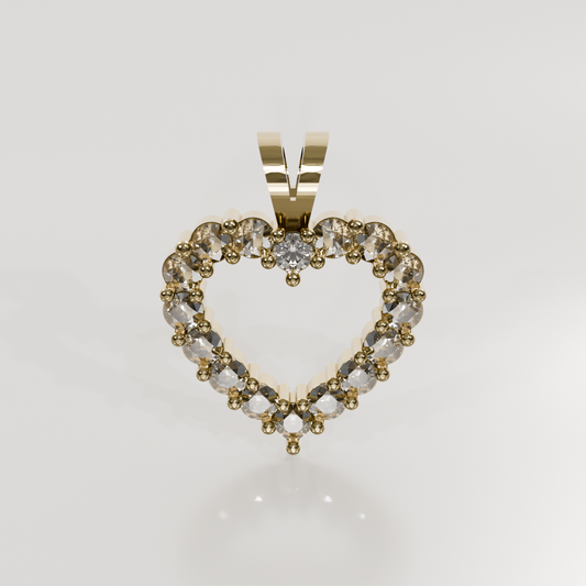 Diamond Open-Heart Pendant - 0.12 ct - 14K Gold, yellow front