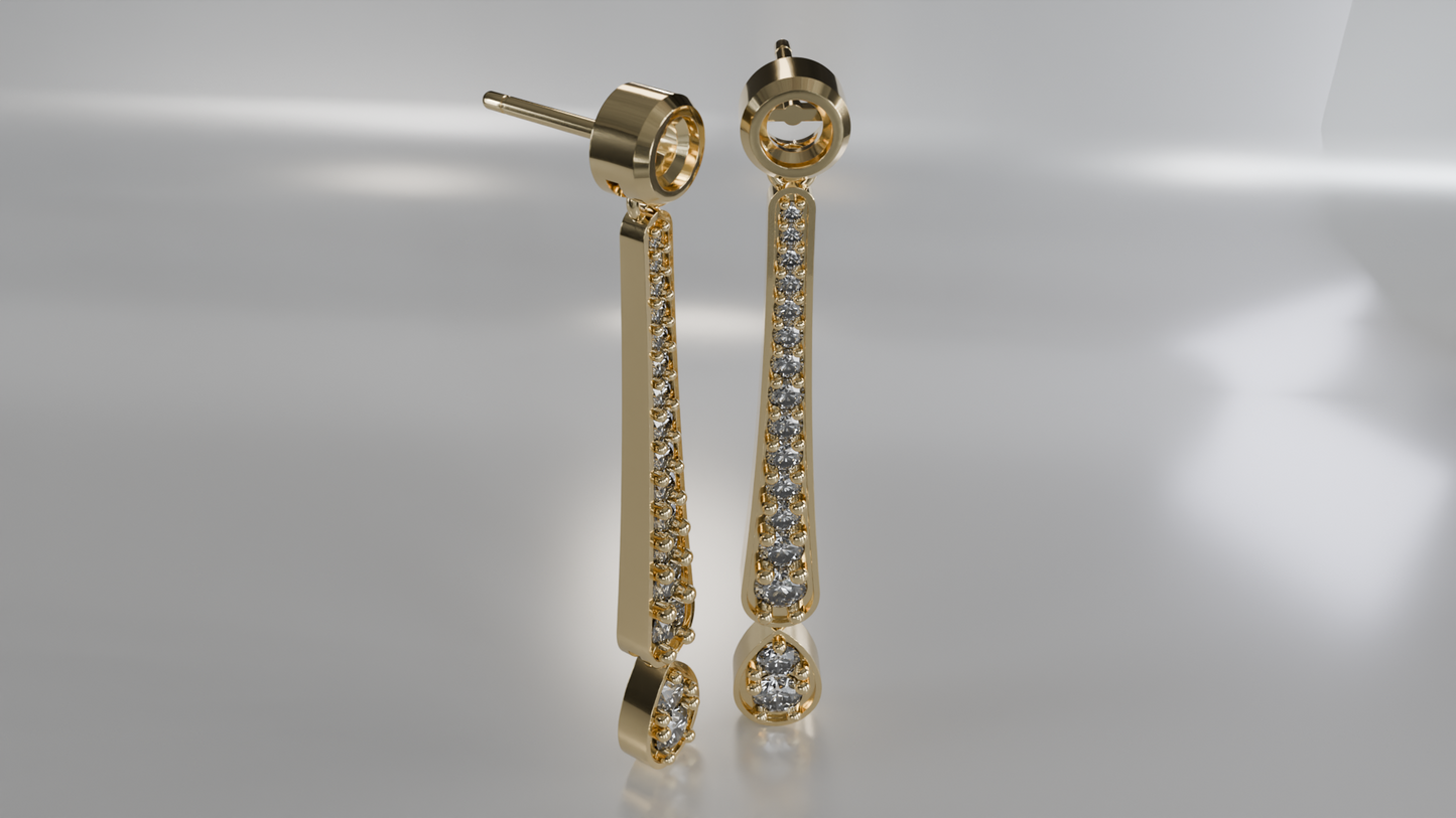 Diamond Drop Earrings with Linear Design