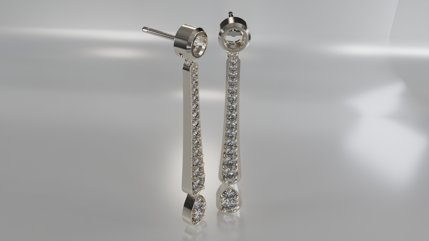 Diamond Drop Earrings with Linear Design