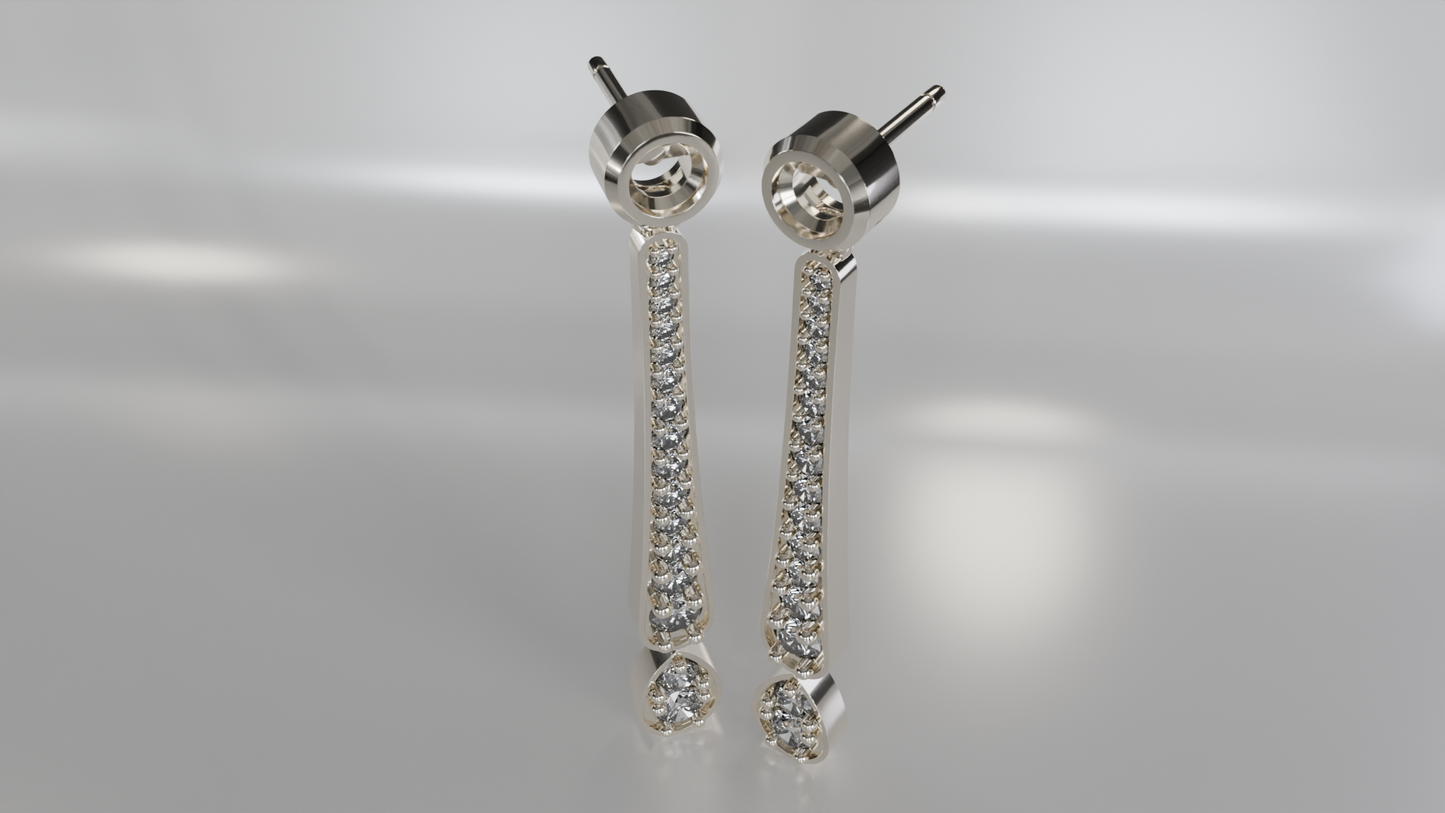 Diamond Drop Earrings with Linear Design