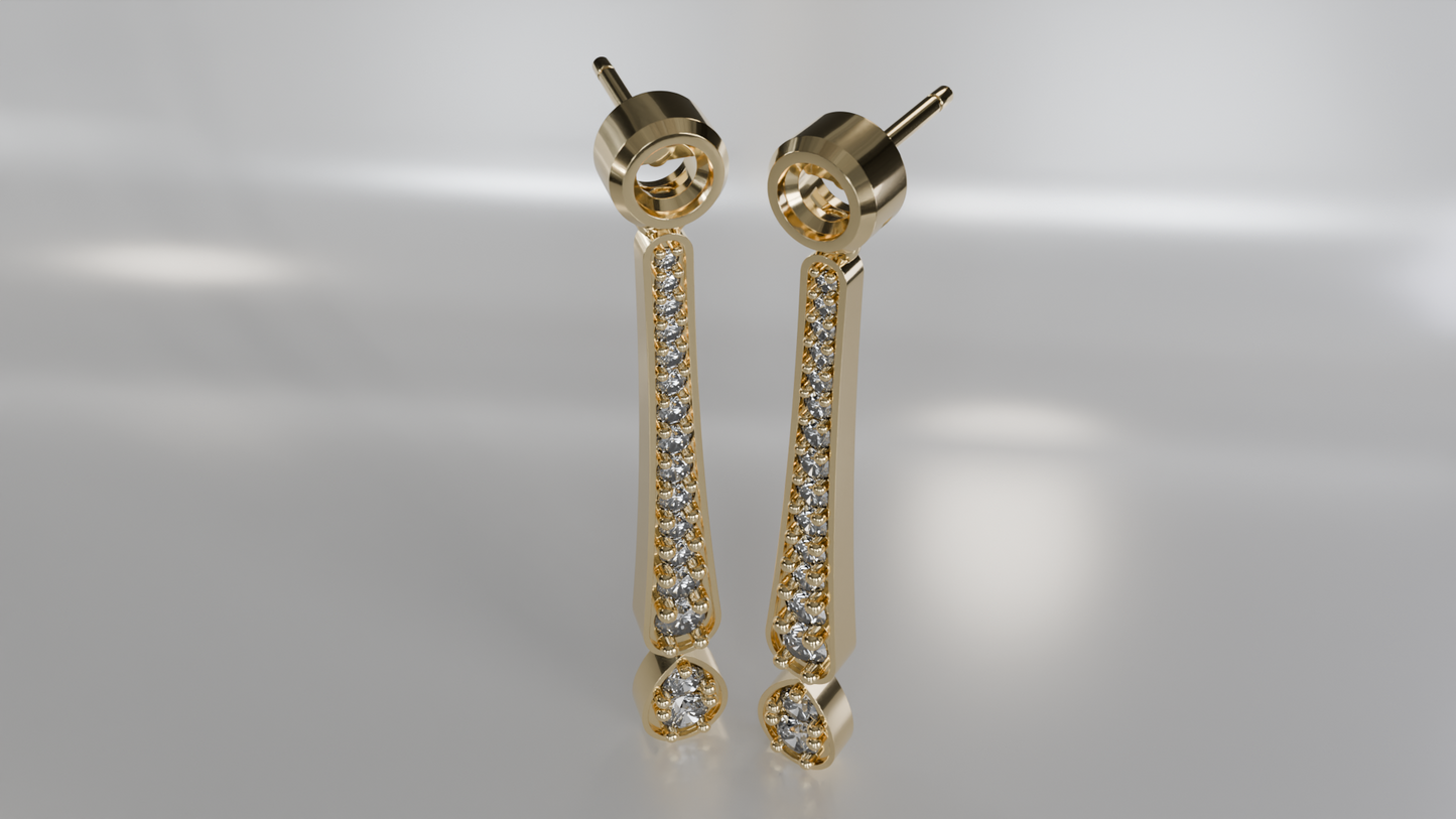 Diamond Drop Earrings with Linear Design