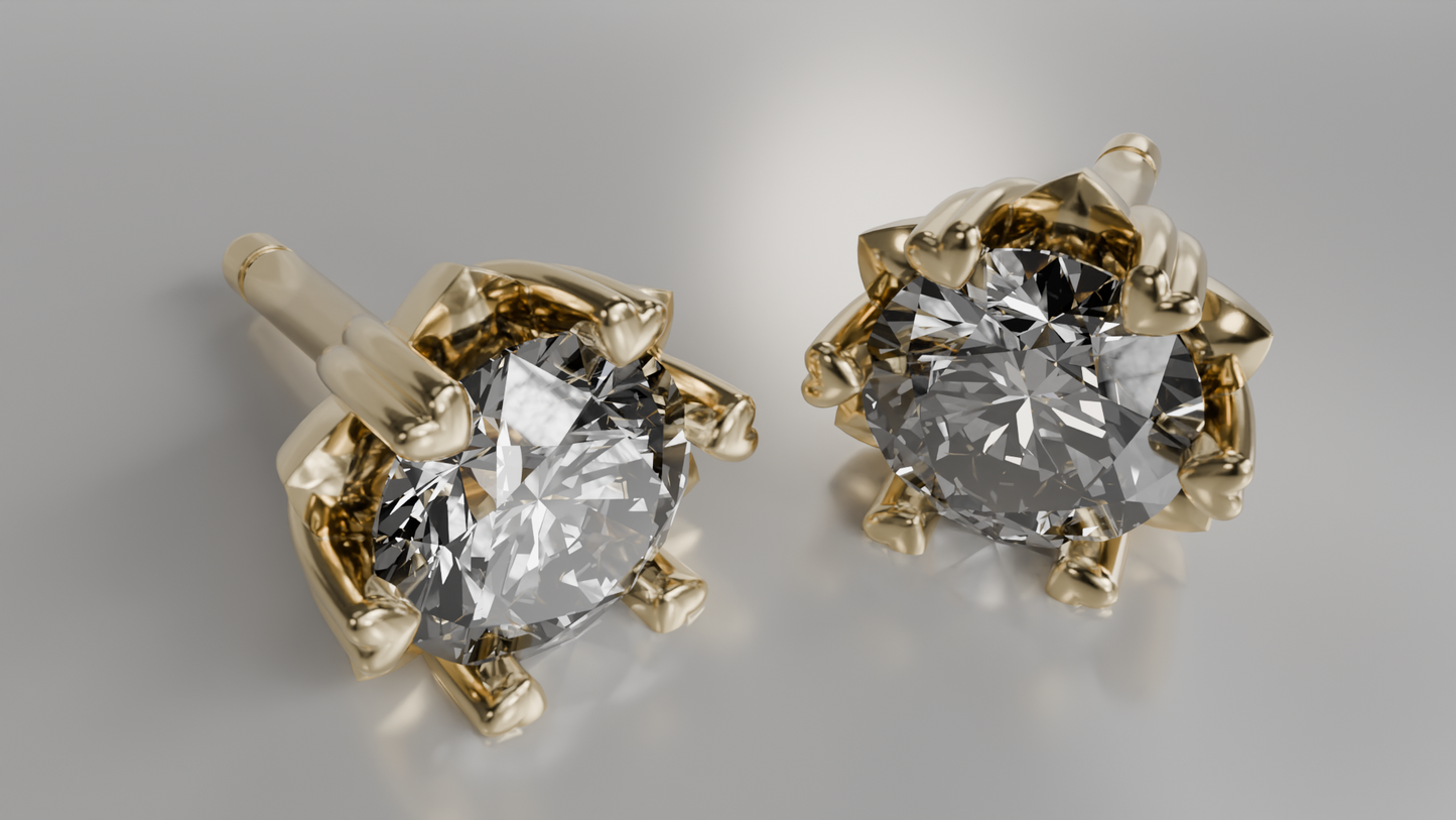 Classic Heart Prong Set Diamond Stud Earrings