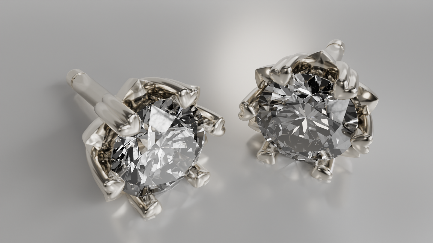 Classic Heart Prong Set Diamond Stud Earrings