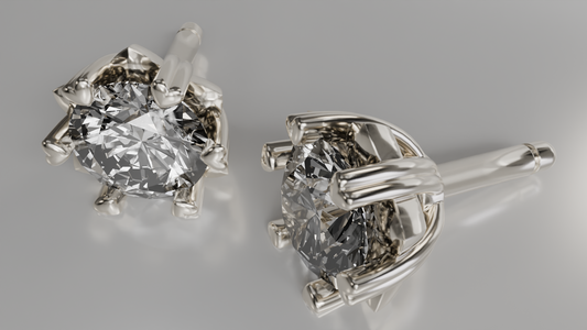Classic Heart Prong Set Diamond Stud Earrings