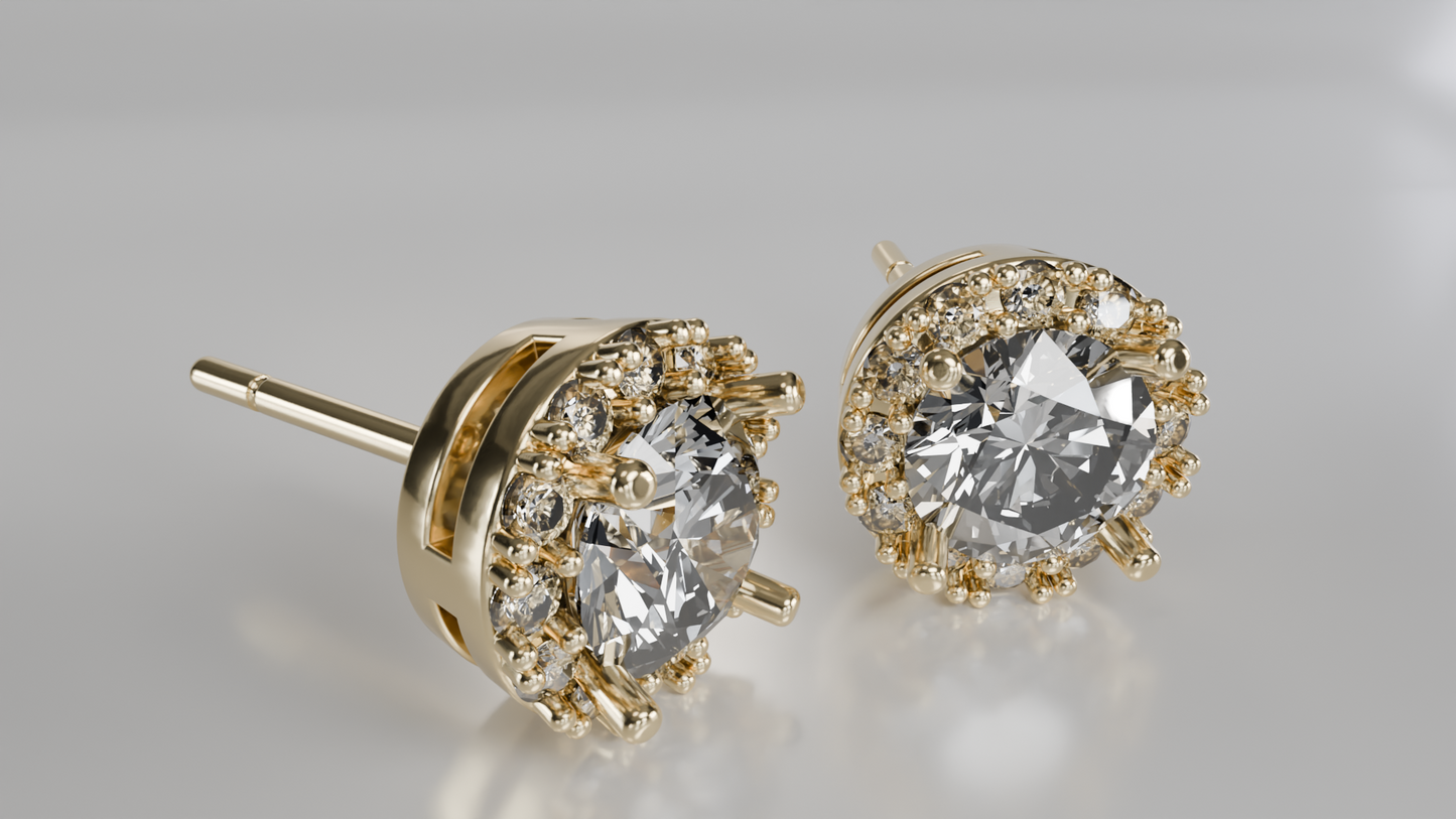 Diamond Halo Stud Earrings