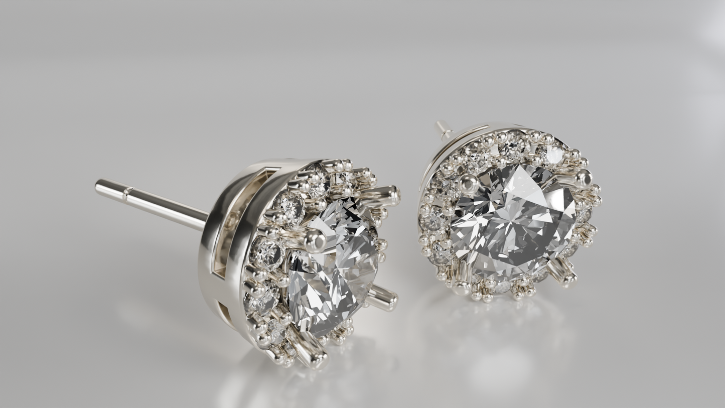 Diamond Halo Stud Earrings