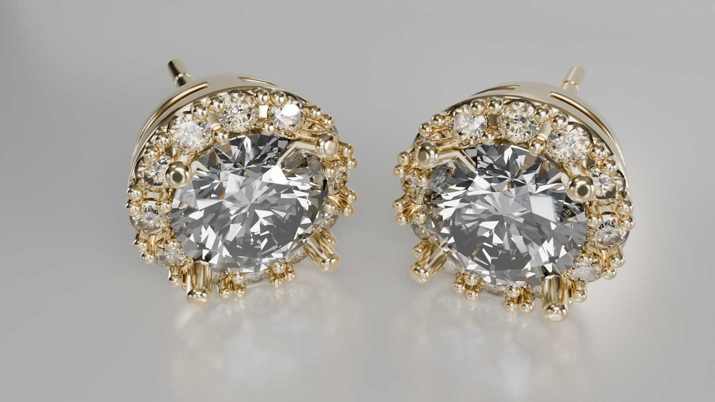 Diamond Halo Stud Earrings