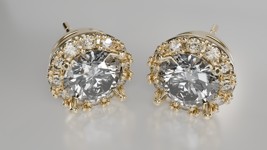 Diamond Halo Stud Earrings