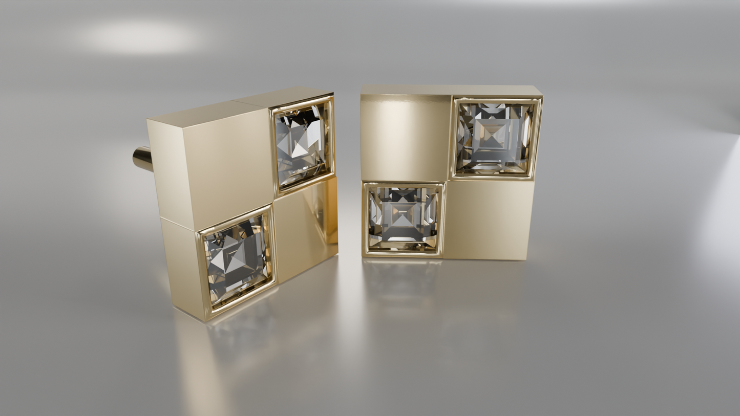 Square Diamond Stud Earrings