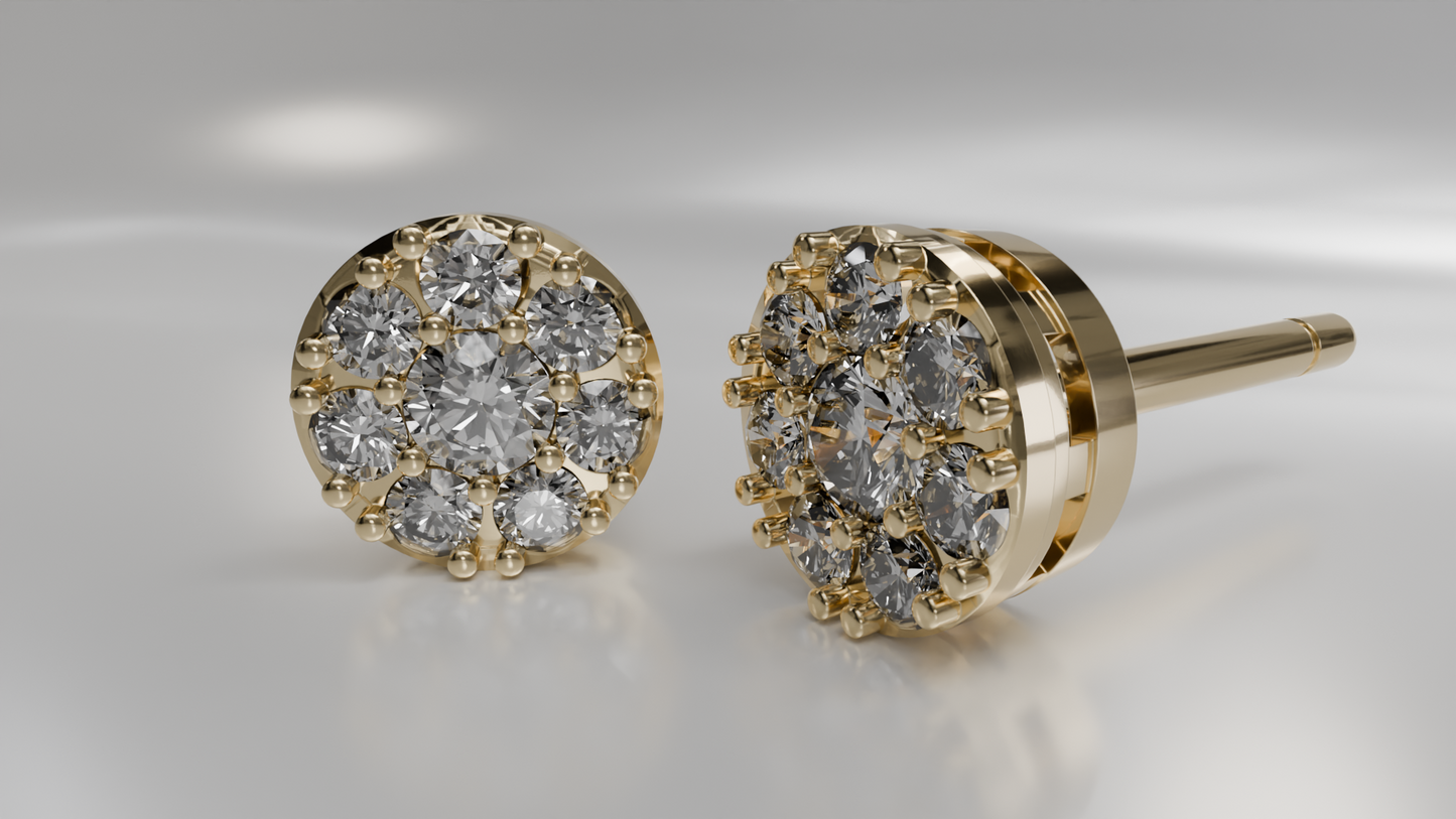 Diamond Cluster Stud Earrings