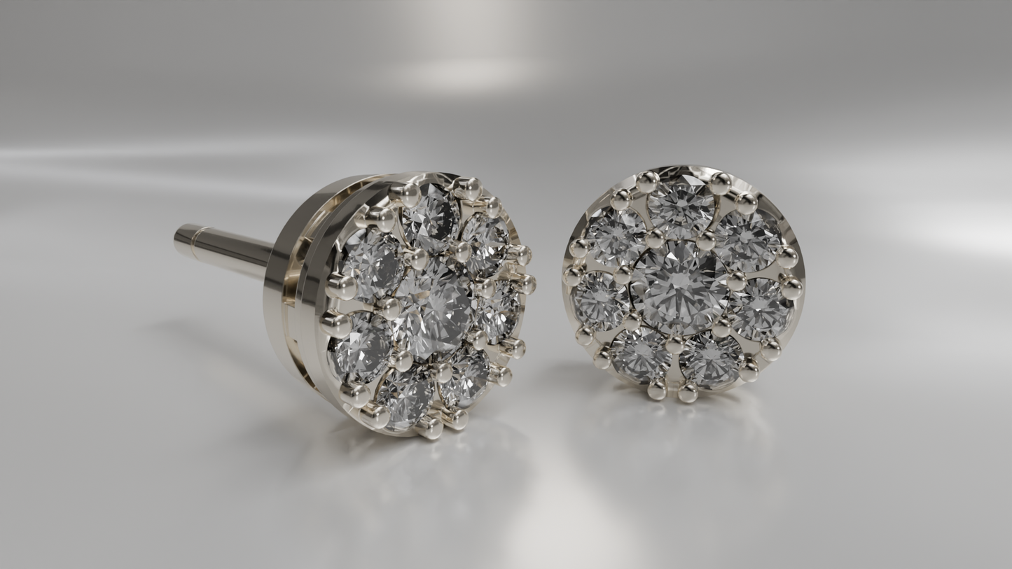 Diamond Cluster Stud Earrings
