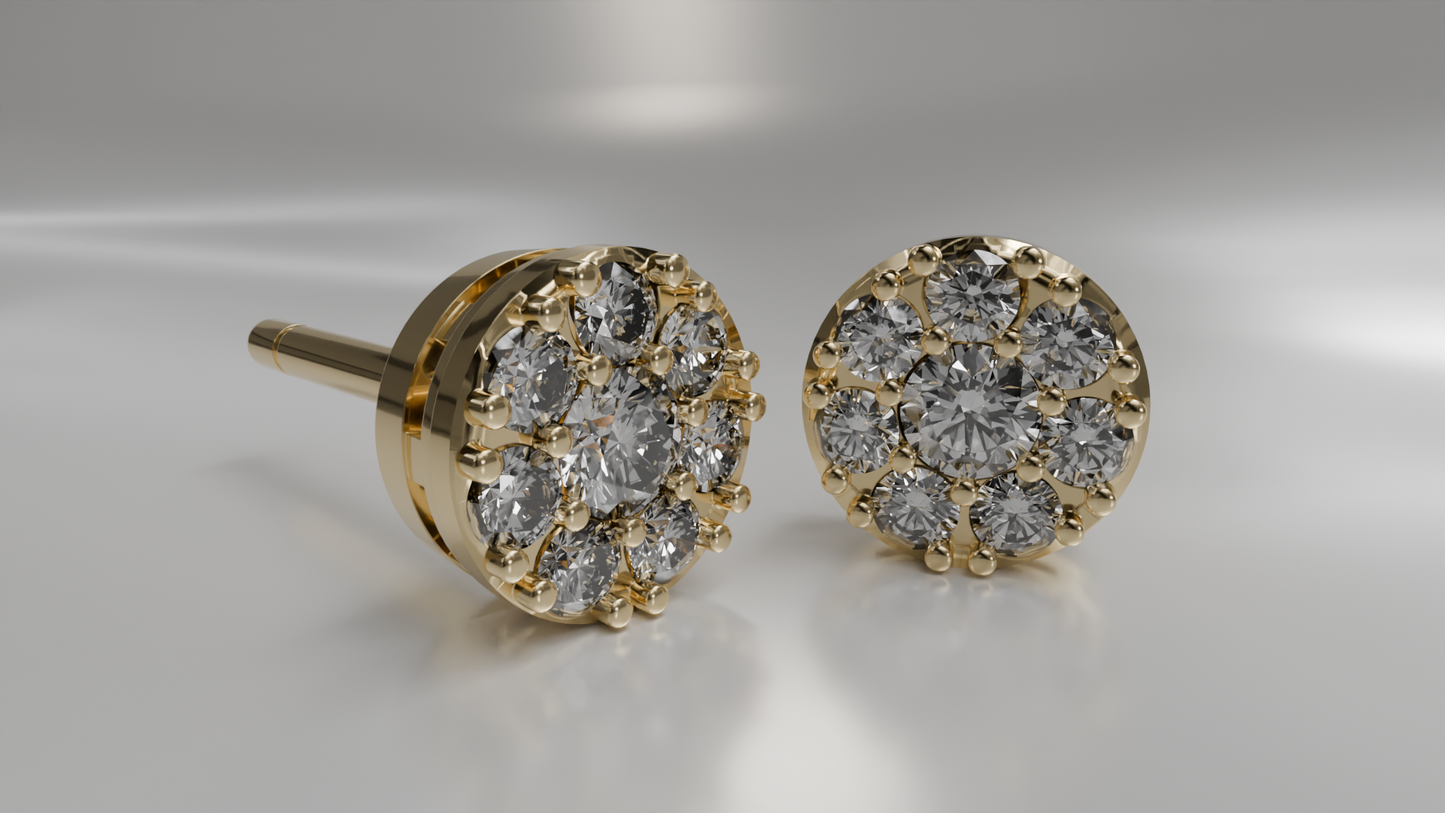 Diamond Cluster Stud Earrings