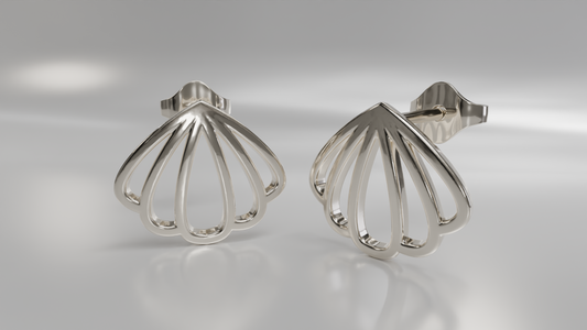 Openwork Scallop Shell Stud Earrings
