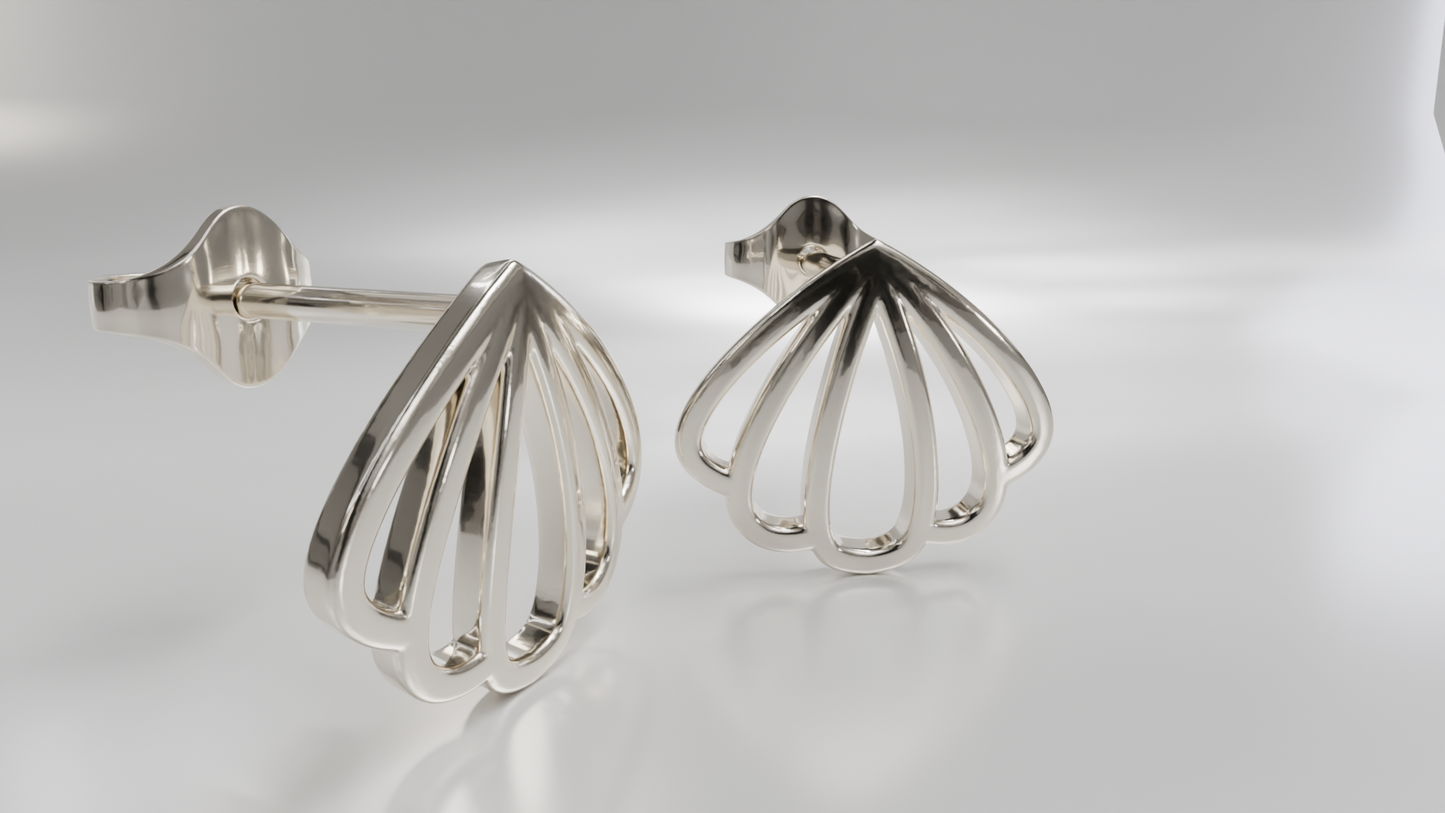 Openwork Scallop Shell Stud Earrings