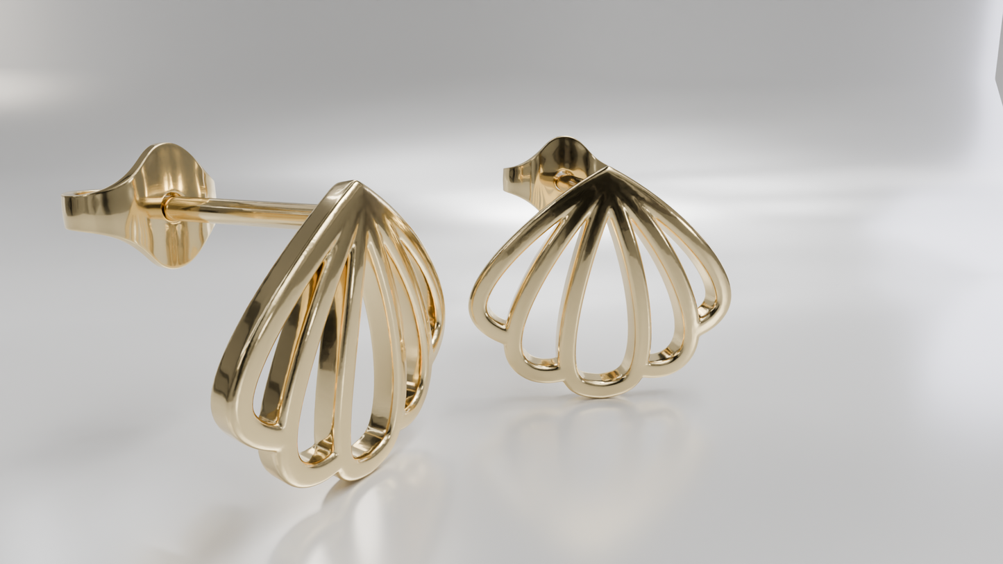 Openwork Scallop Shell Stud Earrings