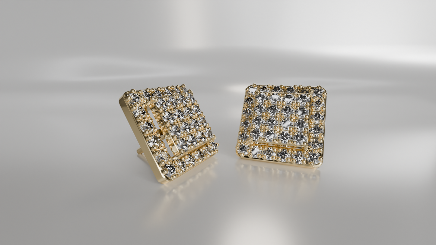 Pave Diamond Square Earrings