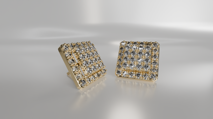 Pave Diamond Square Earrings