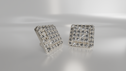 Pave Diamond Square Earrings